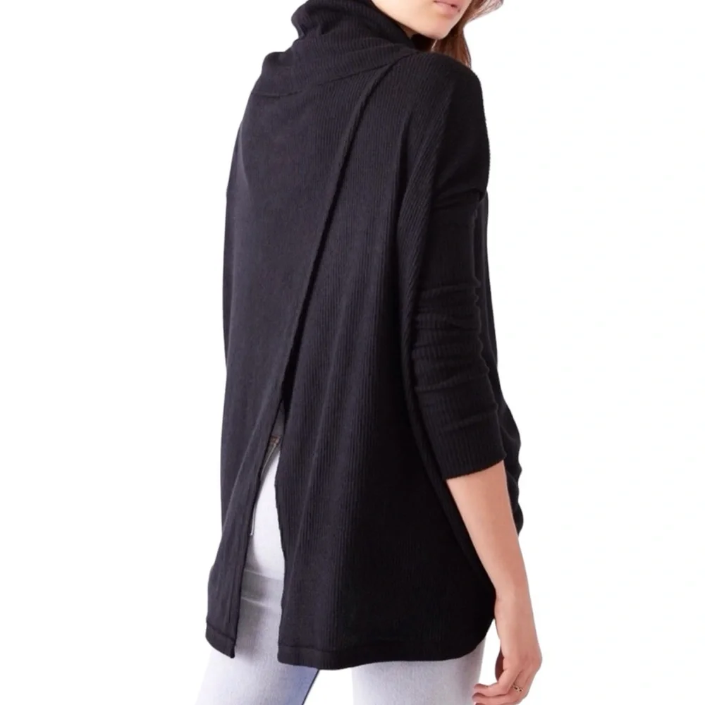 Free People Juicy Long Sleeve Cowl Neck Top Women Color Black Size S